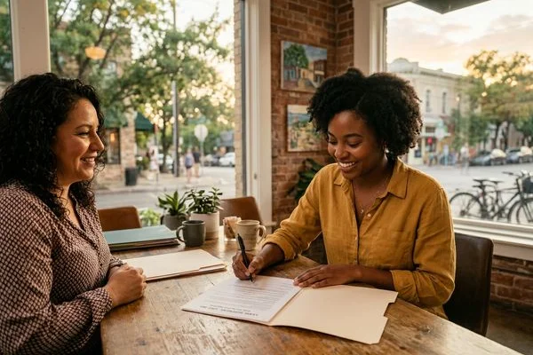 Signing a lease at an income based community