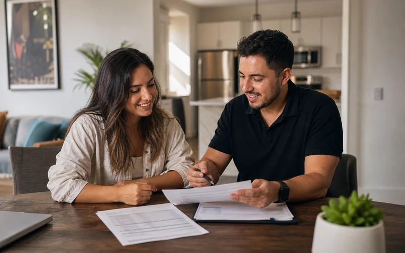 Austin Second Chance Apartments locator reviewing income documents for a no credit-check apartment approval