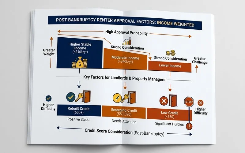 Income weighted approval for post-bankruptcy renters