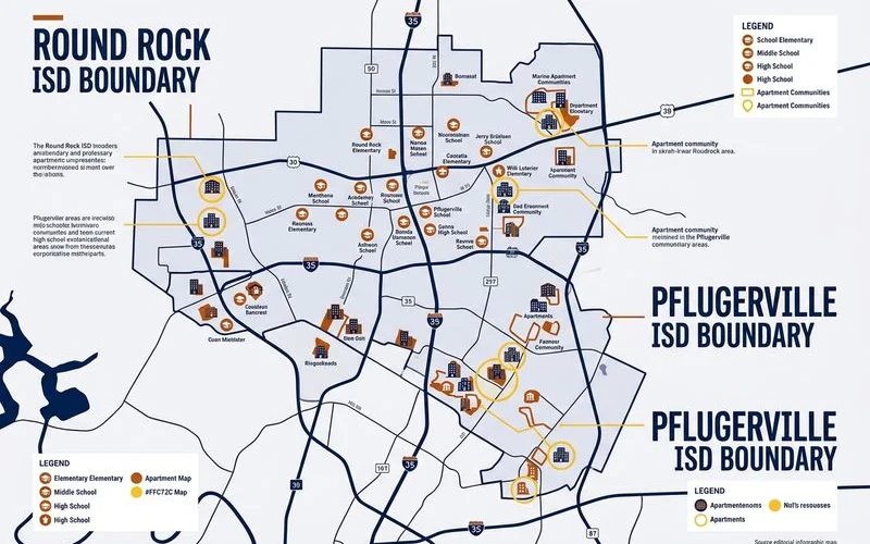 Map of Round Rock and Pflugerville school district areas