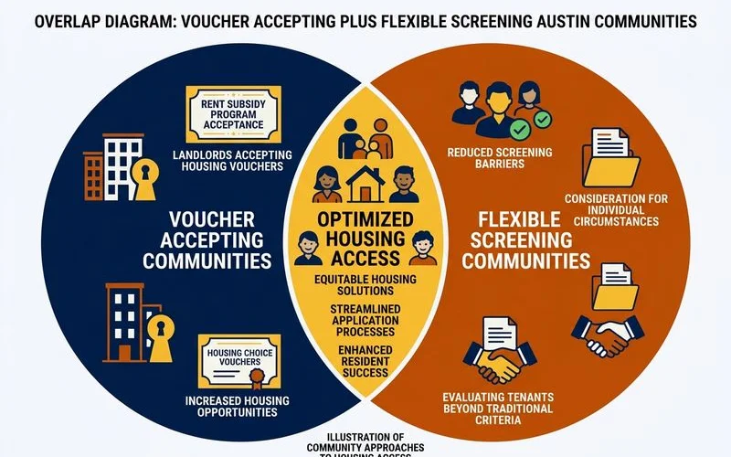 Overlap of voucher-accepting and flexible screening Austin communities