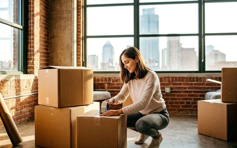 Packing boxes for an Austin summer move