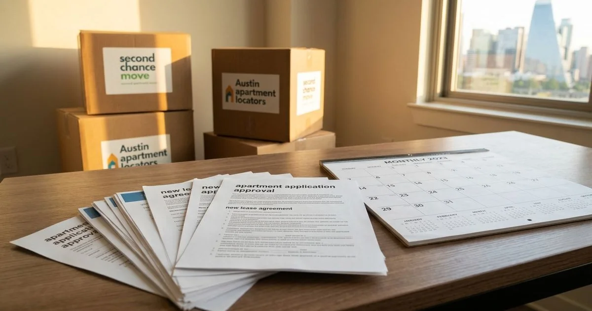 calendar and apartment paperwork on a desk symboli