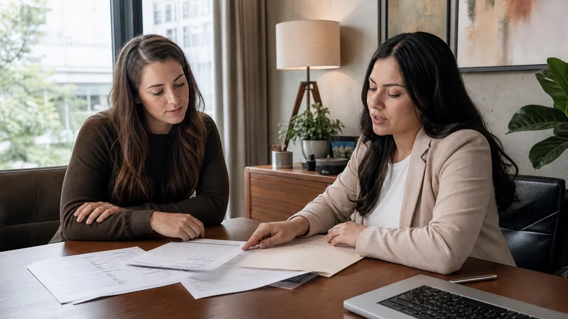 Austin Second Chance Apartments locator reviewing divorce decree and lease application with a recently divorced renter in Austin TX